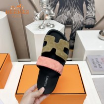 Hermes愛馬仕春夏經典情侶款磨砂皮二舅沙灘拖鞋