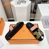 Hermes愛馬仕春夏經典情侶款磨砂皮二舅沙灘拖鞋