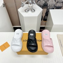 LV春夏爆款鬆糕涼拖壓花厚底涼拖