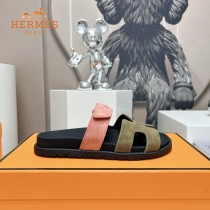 Hermes愛馬仕春夏經典情侶款磨砂皮二舅沙灘拖鞋