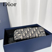 DIOR 迪奧馬鞍信使包以米色和黑色 Oblique 印花