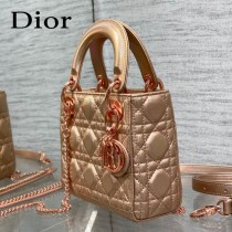 DIOR 三格香檳色戴妃 羊皮