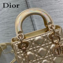 DIOR 三格香檳色戴妃 羊皮