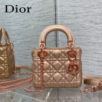 DIOR 三格香檳色戴妃 羊皮