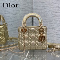 DIOR 三格香檳色戴妃 羊皮