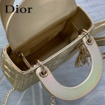 DIOR 三格香檳色戴妃 羊皮