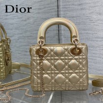 DIOR 三格香檳色戴妃 羊皮