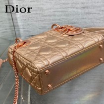 DIOR 三格香檳色戴妃 羊皮