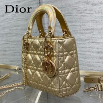 DIOR 三格香檳色戴妃 羊皮