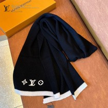 LV Headline针织 围巾 Monogram 花卉刺绣点缀角落