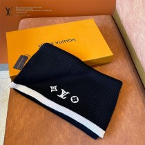 LV Headline针织 围巾 Monogram 花卉刺绣点缀角落