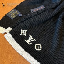 LV Headline针织 围巾 Monogram 花卉刺绣点缀角落