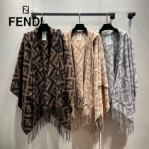 Fendi限量款連帽鬥篷披肩純羊絨