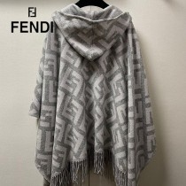 Fendi限量款連帽鬥篷披肩純羊絨