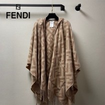 Fendi限量款連帽鬥篷披肩純羊絨