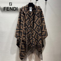 Fendi限量款連帽鬥篷披肩純羊絨