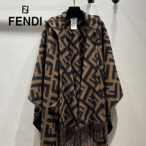 Fendi限量款連帽鬥篷披肩純羊絨