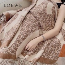 LOEWE羅意威新款Khaki Green卡其綠雙色羊毛提花毛毯披肩
