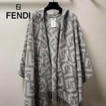 Fendi限量款連帽鬥篷披肩純羊絨