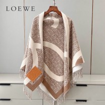LOEWE羅意威新款Khaki Green卡其綠雙色羊毛提花毛毯披肩