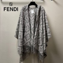 Fendi限量款連帽鬥篷披肩純羊絨