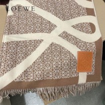 LOEWE羅意威新款Khaki Green卡其綠雙色羊毛提花毛毯披肩