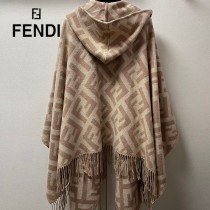 Fendi限量款連帽鬥篷披肩純羊絨