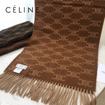 CELINE瑟琳新款凱旋門標誌羊絨長巾