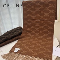 CELINE瑟琳新款凱旋門標誌羊絨長巾