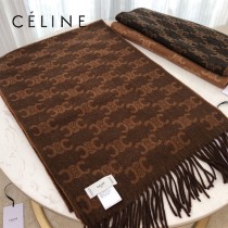 CELINE瑟琳新款凱旋門標誌羊絨長巾