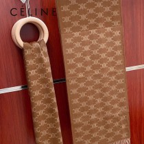 CELINE凱旋門散林老花羊絨圍巾