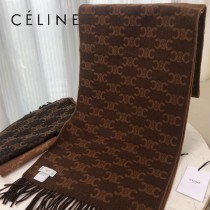 CELINE瑟琳新款凱旋門標誌羊絨長巾
