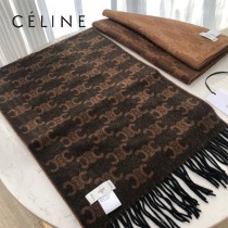 CELINE瑟琳新款凱旋門標誌羊絨長巾