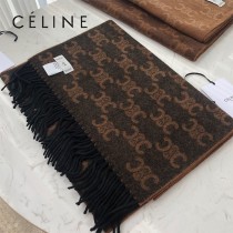 CELINE瑟琳新款凱旋門標誌羊絨長巾
