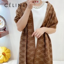 CELINE凱旋門散林老花羊絨圍巾