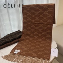 CELINE瑟琳新款凱旋門標誌羊絨長巾
