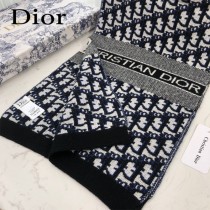 dior傾斜Oblique字母針織長巾面料羊絨羊毛