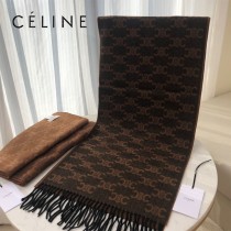 CELINE瑟琳新款凱旋門標誌羊絨長巾