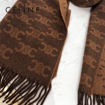 CELINE瑟琳新款凱旋門標誌羊絨長巾