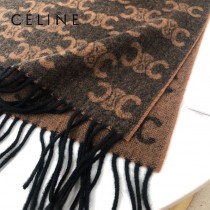 CELINE瑟琳新款凱旋門標誌羊絨長巾