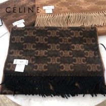 CELINE瑟琳新款凱旋門標誌羊絨長巾