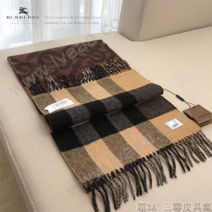 博柏利經典TB logo標誌vs 格子設計雙面羊絨圍巾