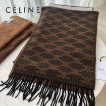 CELINE瑟琳新款凱旋門標誌羊絨長巾