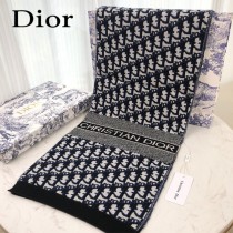dior傾斜Oblique字母針織長巾面料羊絨羊毛