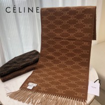 CELINE瑟琳新款凱旋門標誌羊絨長巾