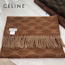 CELINE瑟琳新款凱旋門標誌羊絨長巾