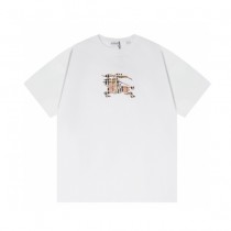 巴寶莉 BURBERRY萬針刺繡戰馬大Logo經典識標印花T恤
