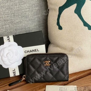 Chanel 进口羊皮和球纹牛皮卡包钱包